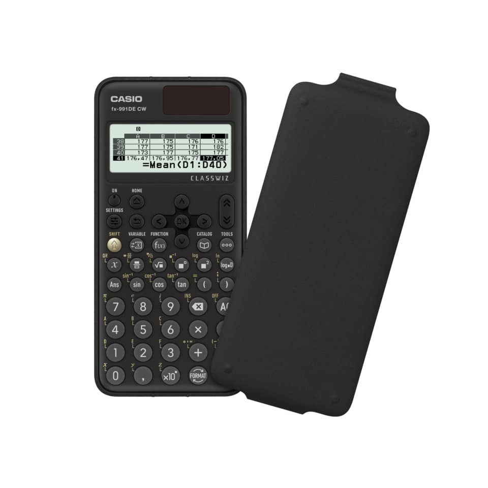 wissenschaftlicher Taschenrechner, Graphing, Casio fx-991DE, schwarz, Schutzhülle