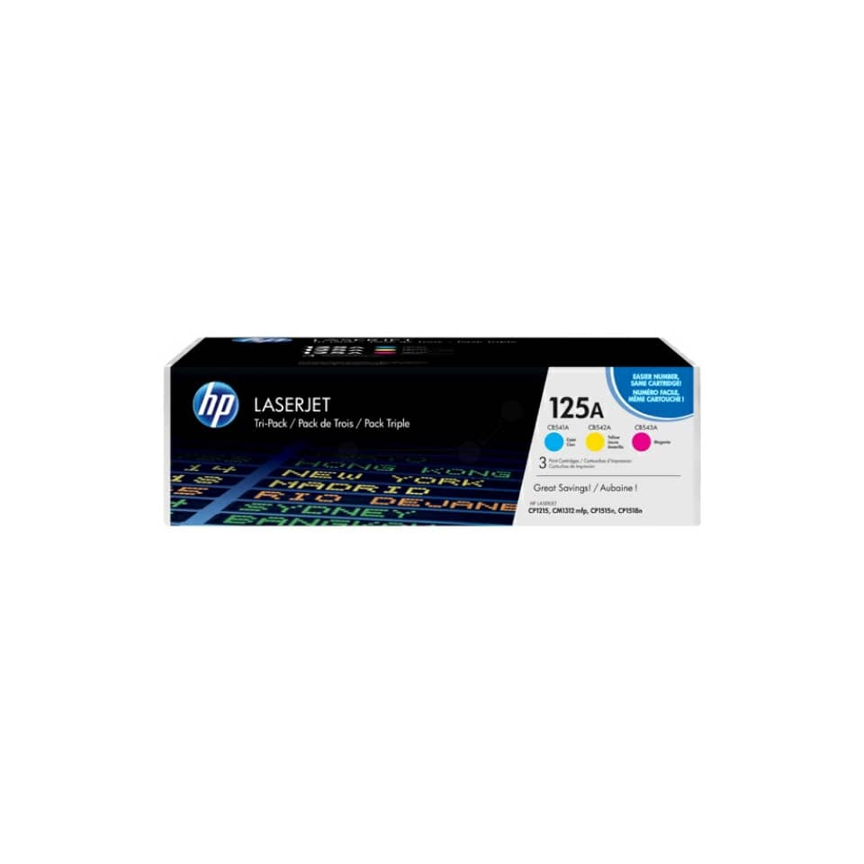 laserjet, druckerpatrone, farbpatrone, tri-pack, 125A