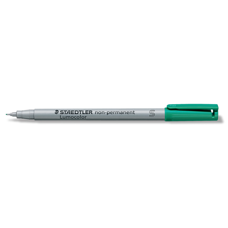feinerstift, grüner deckel, metallkörper, nicht permanent, fineliner