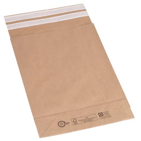 Faltentasche mit angeklebter Klappe und Fixverschluss, 300x80x430, braun FLEXIPAK 2FVMF000514