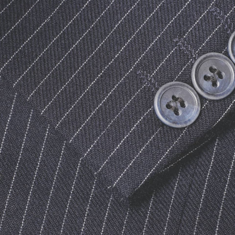pinstripe, Anzug, Blazer, Knöpfe, blau-grau