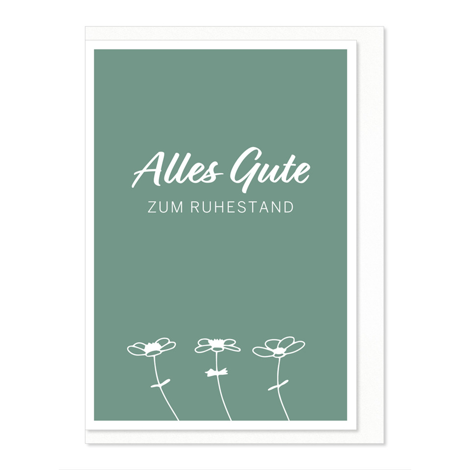 Grußkarte, Ruhestandskarte, Blumen, Floral, Einfarbig