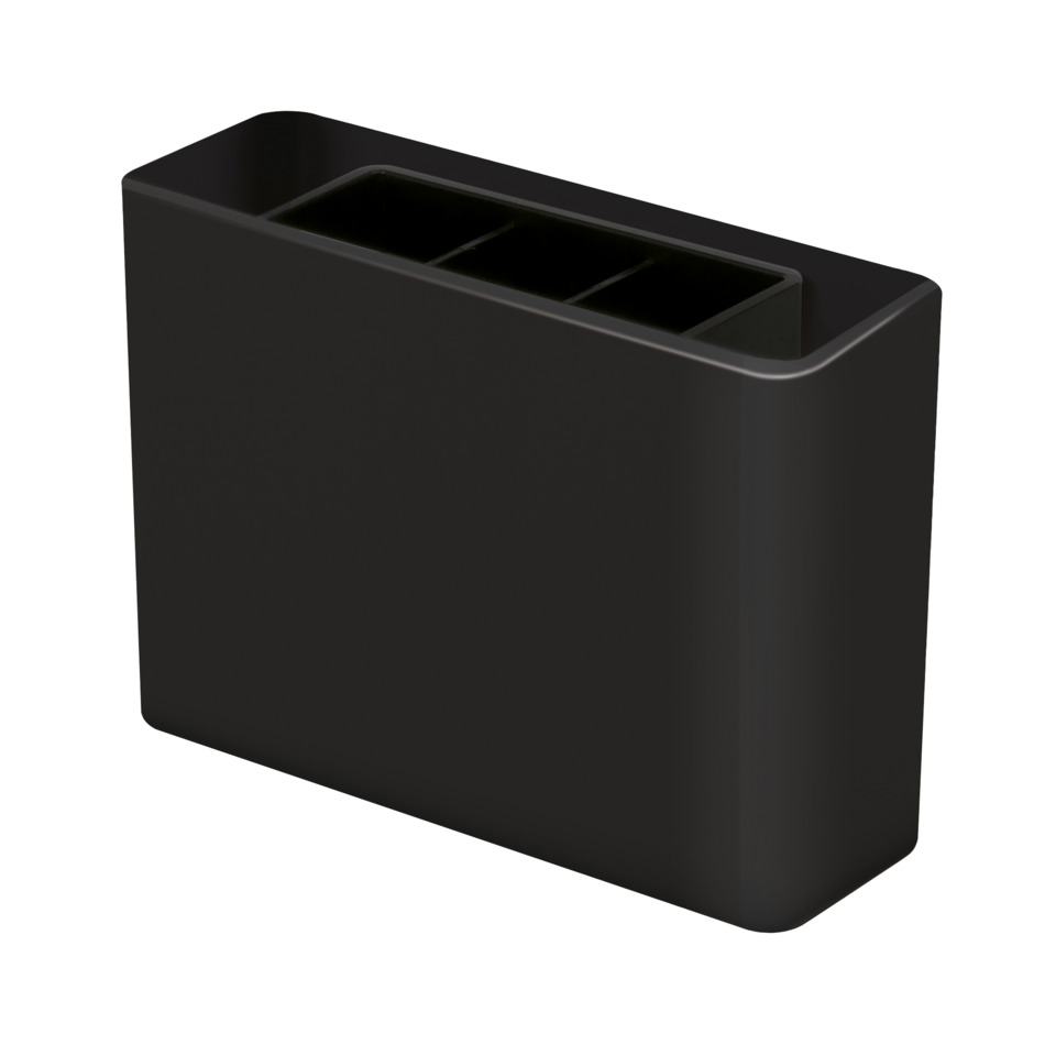 Schreibtisch-Organizer, Stiftehalter, Schwarz, 3-Fächer, Kunststoff