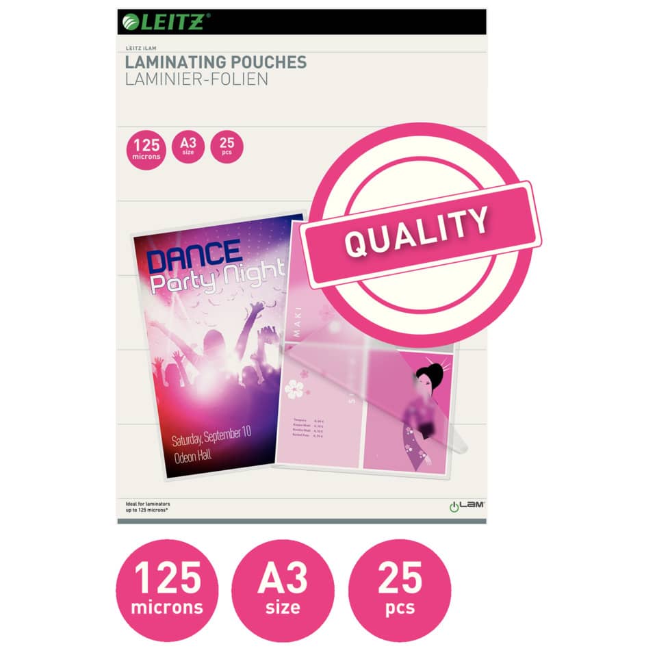 laminierende folie, A3, pink, 125 Mikron, Party-Flyer