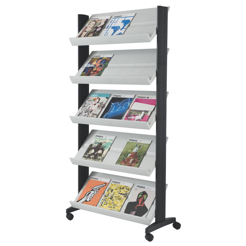 Magazinhalter, Zeitschriftenständer, Rollregal, Mobiles Regal, Vitrinenständer