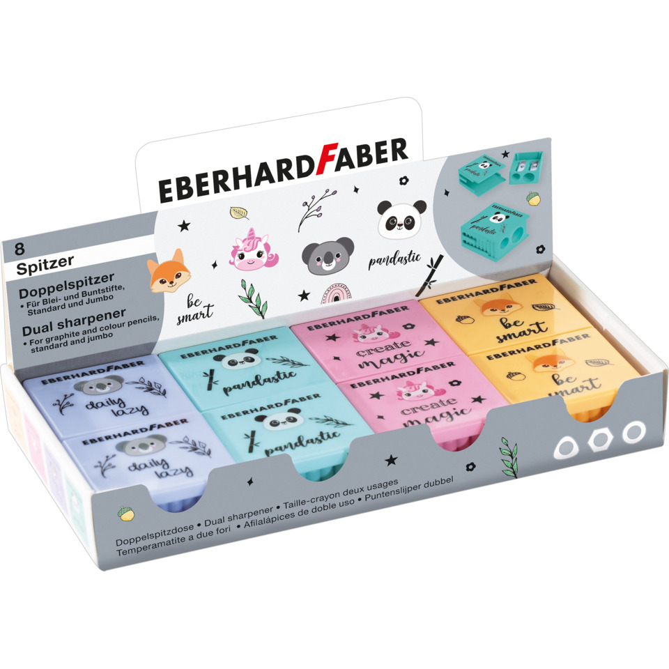 Wachsmarker, Doppelpastell, Spitzer-Set, Mini-Box, Panda-Design