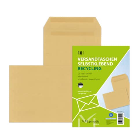 Versandtasche, C5, 90g/m², Selbstklebend, 10 Stück, braun MAILMEDIA 30002472