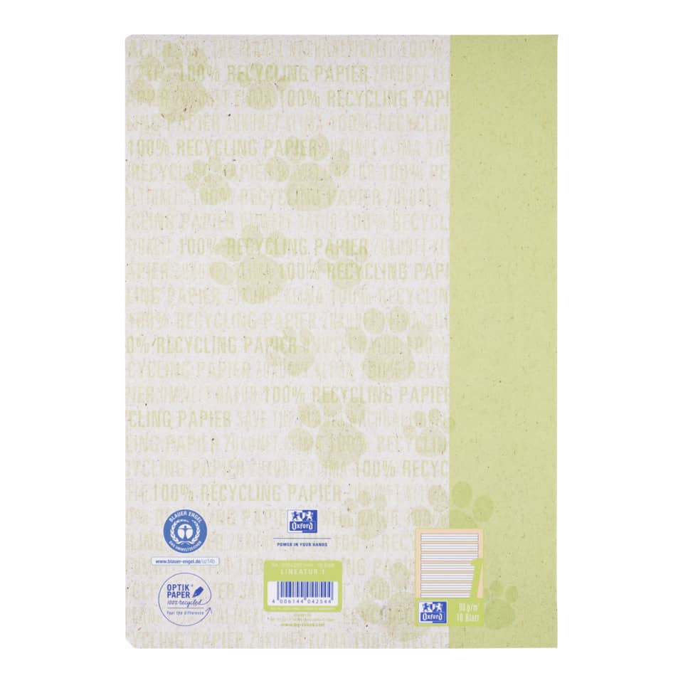 Recyclingpapier, Papierblock, Grün, Karton, RückseiteBarcodes