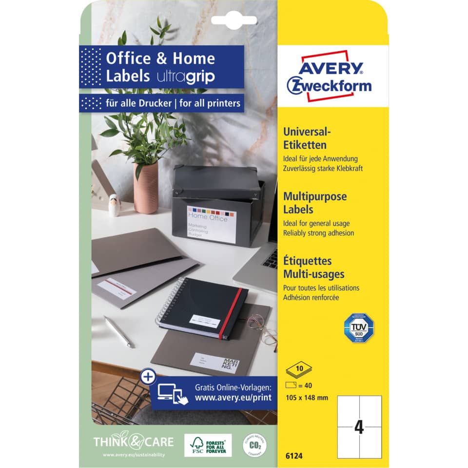 Office-Labels, Mehrzwecketiketten, Papieretiketten, Label-Blätter, Avery Zweckform