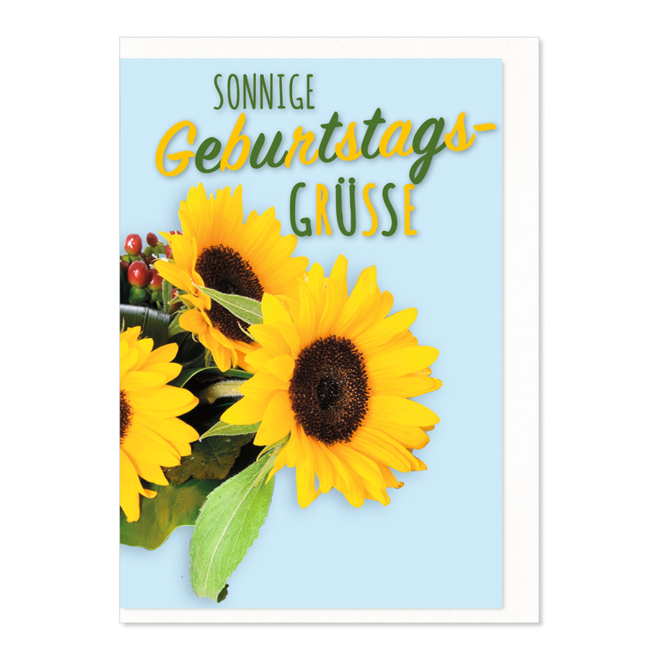 Sonnenblume, Blumenkarte, Geburtstagskarte, sonnig, Gelb