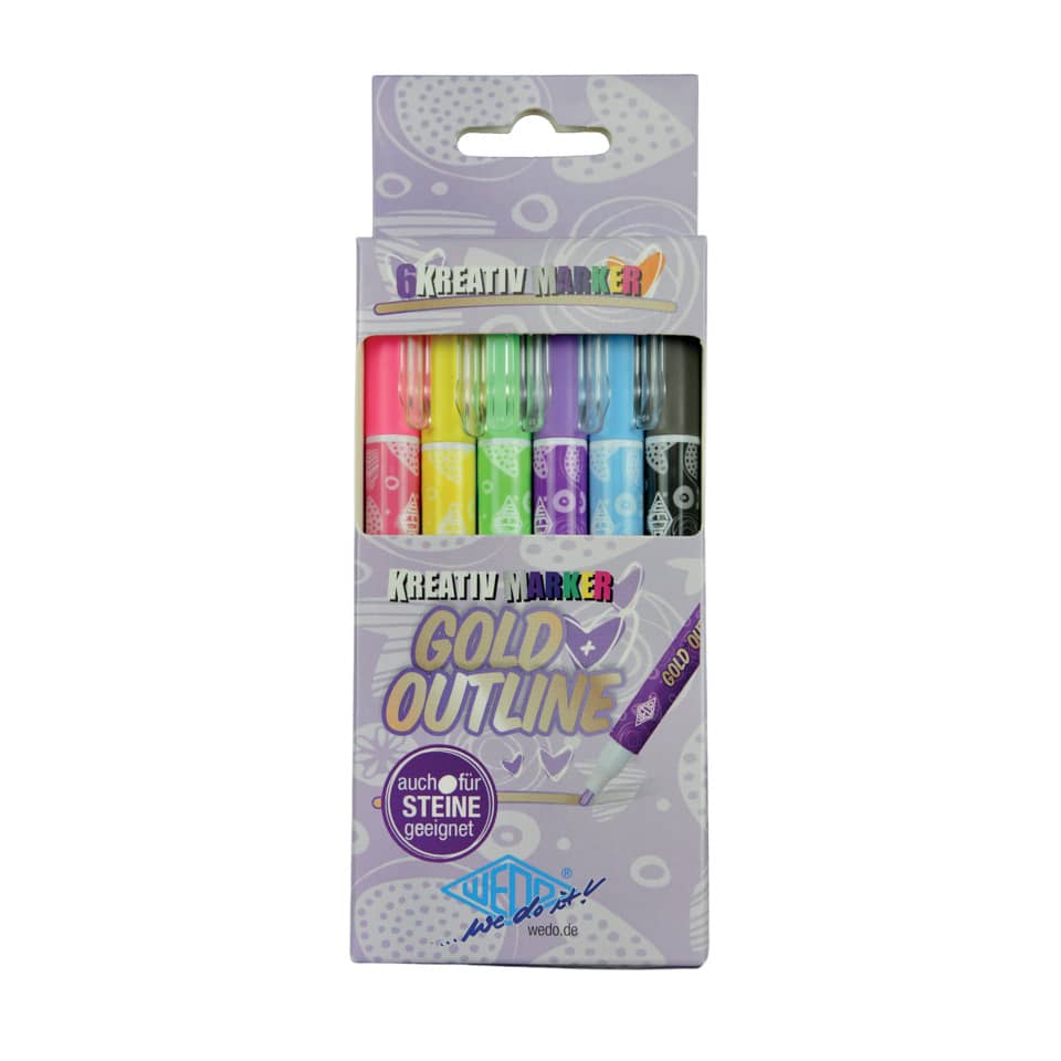 Kreativmarker, Marker, Stifte, Mehrfarbig, Gold Outline