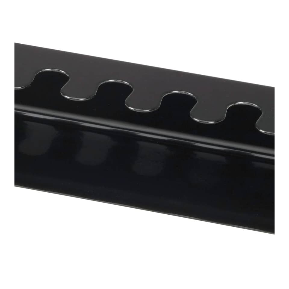 Serrated edge, Piano hinge, Black finish, Plastic edge, Ridge pattern