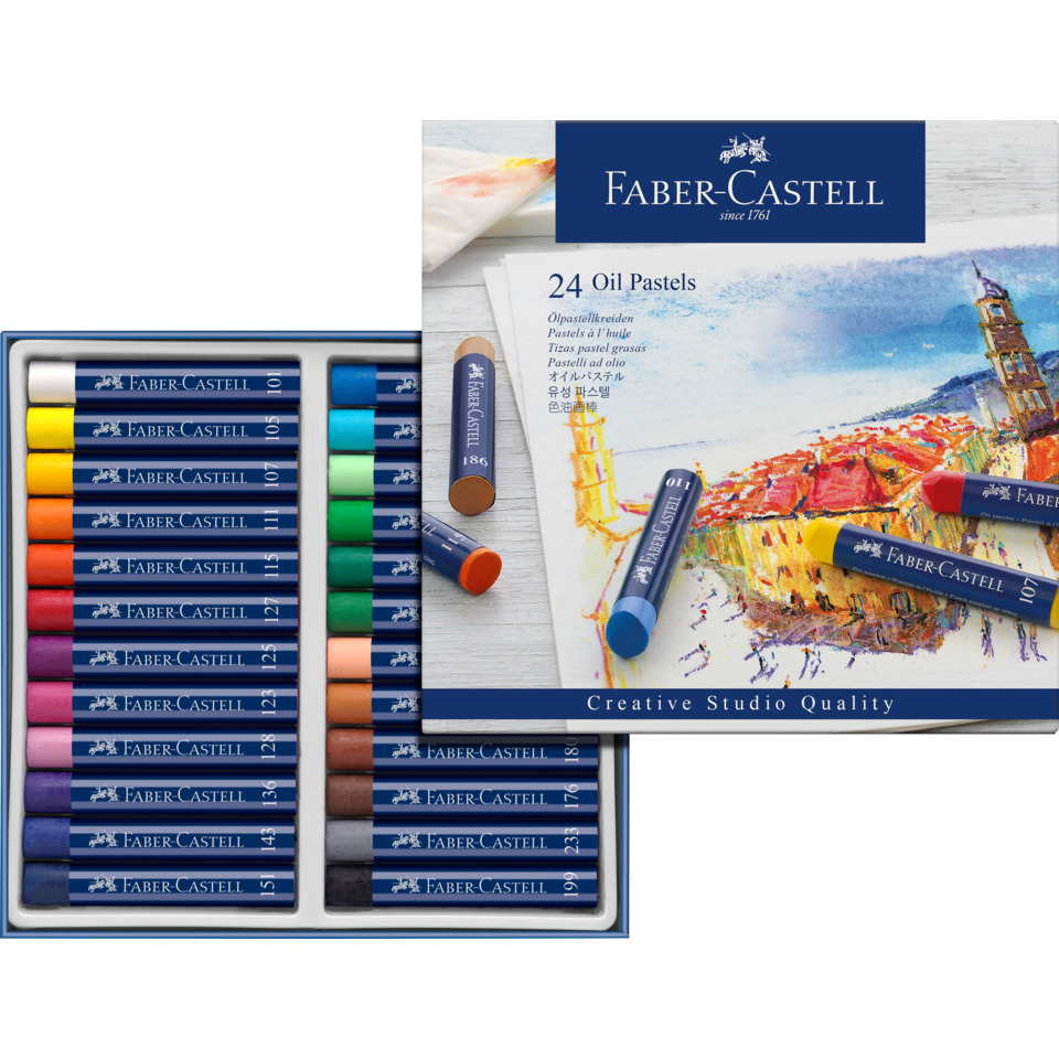 Pastellfarben, Ölpastellstifte, Künstler-Set, Farbstifte, Blaues Kästchen