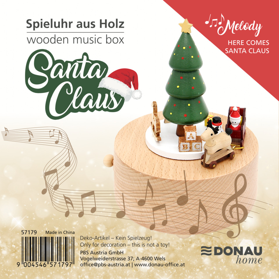 Holzspielzeug, Miniatur-Spielzeug, Weihnachtsdekoration, Musikbox, HolzgrünTree