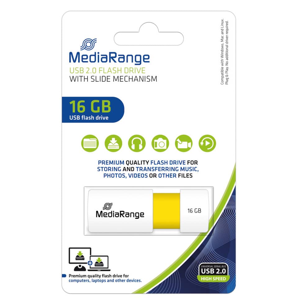 usb flash drive, 16 gb, media range, usb 2.0, flash drive