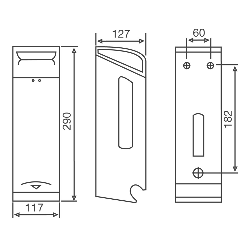 Aluminium-Posten, Kassentrolley, LED-Lampe, Türschloss, Abmessungen-290x117