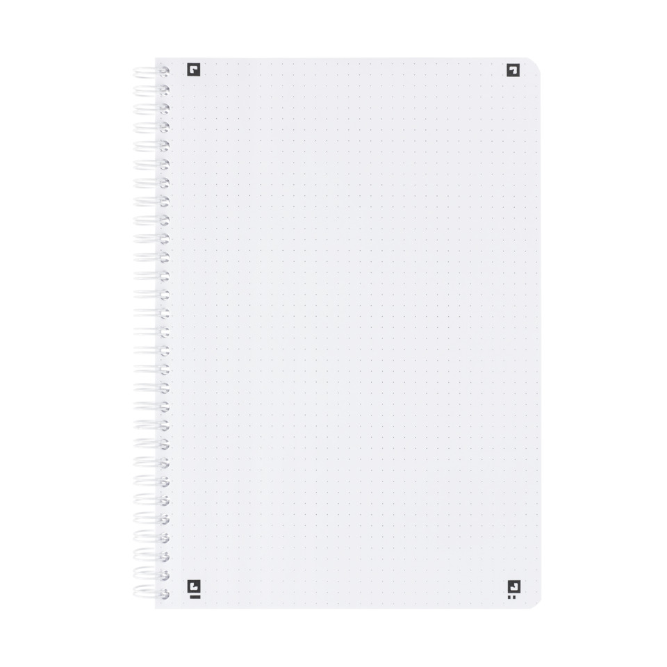 spiral notebook, punktgitter, weißes deckblatt, A5-Notizbuch, Spiralring gebunden