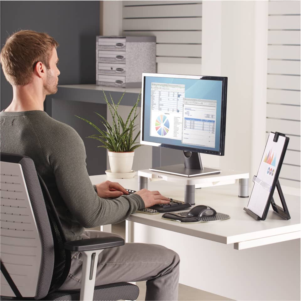 Schreibtisch, Computer, Monitor, Arbeitsplatz, Pflanze