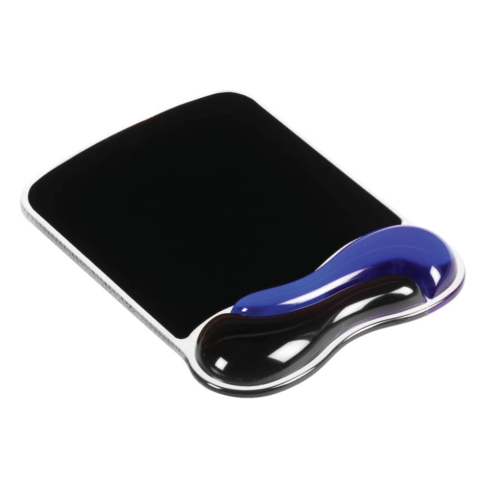 Tablette, schwarze Oberfläche, metallische Basis, blaue Akzent, ergonomische Form