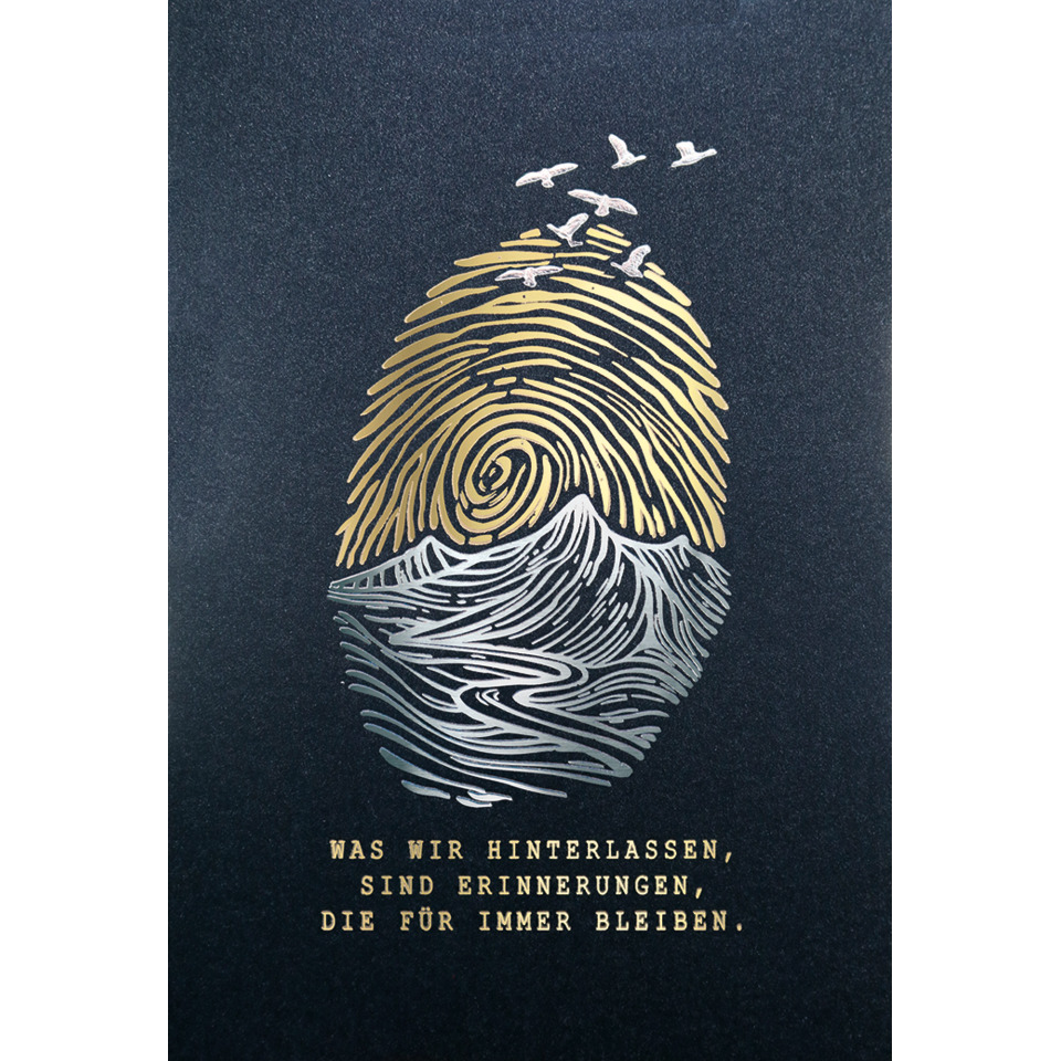 fingerprint, wave, mountain, gold, birds