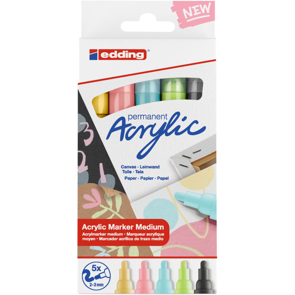 Acrylic marker, Permanent marker, Set, Pastel colors, Medium tip
