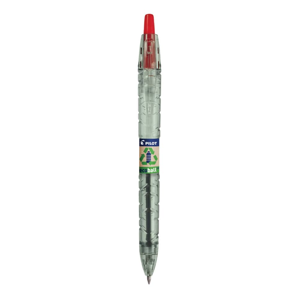 ballpoint, mechanical, transparent, red-cap, eco-friendly