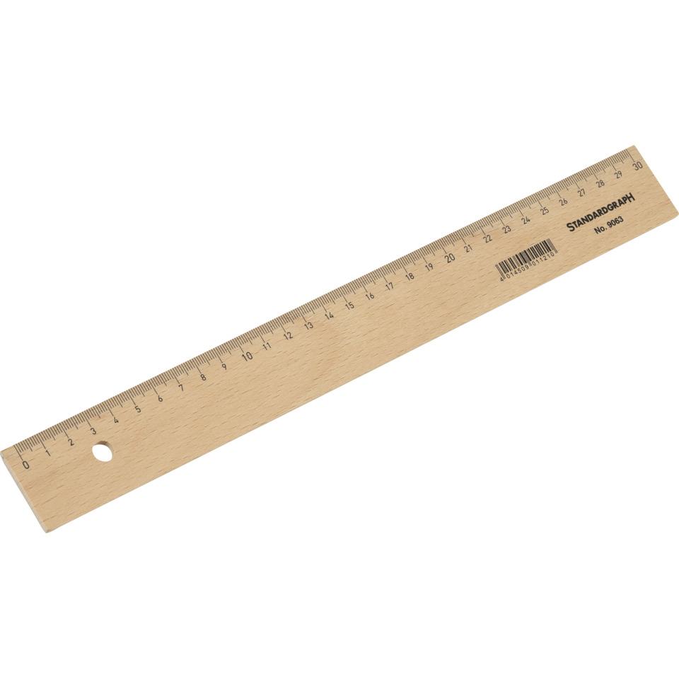 Holzlineal, Lineal aus Holz, Maßstab 30 cm, Holzmaßstab, Holzwerkzeug
