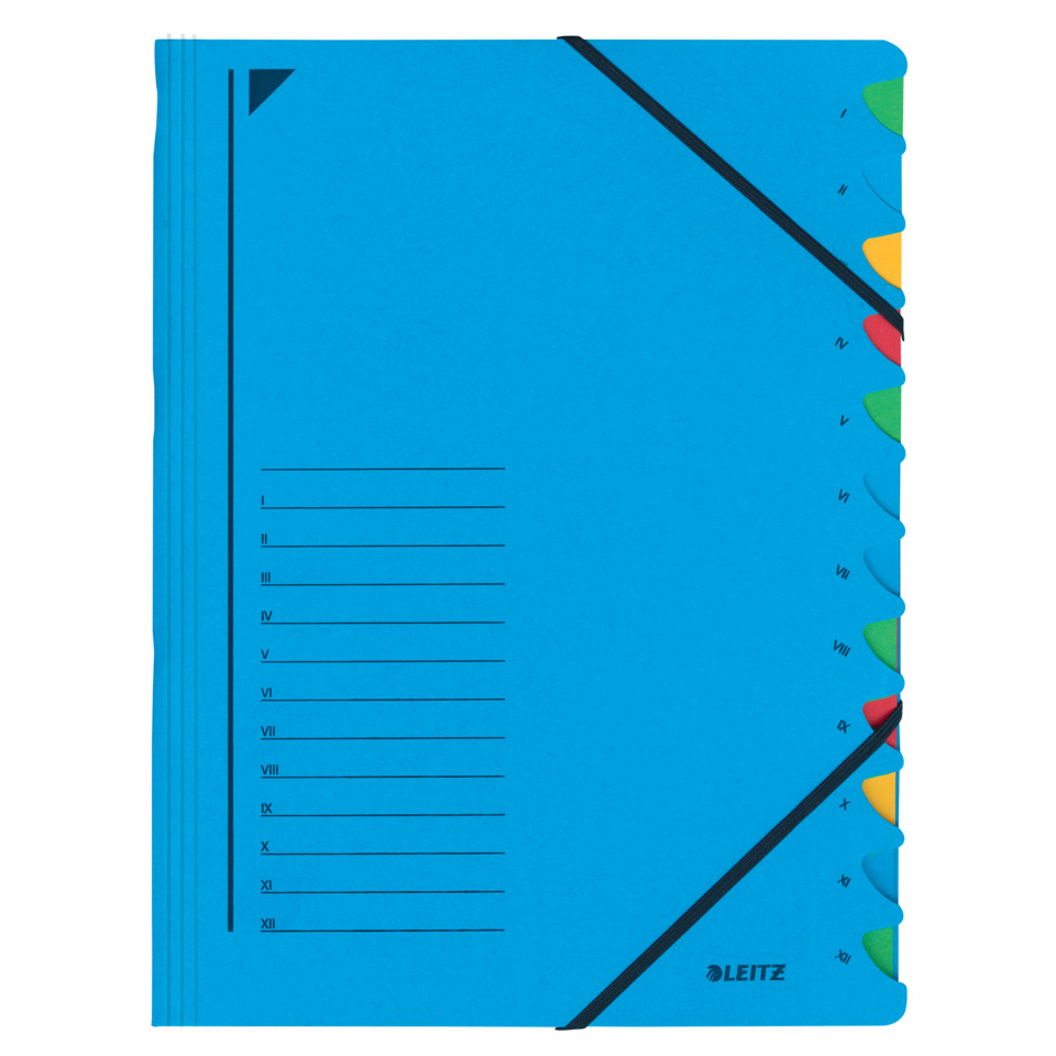 blue notebook, ring-bound, divider tabs, contemporary, A5