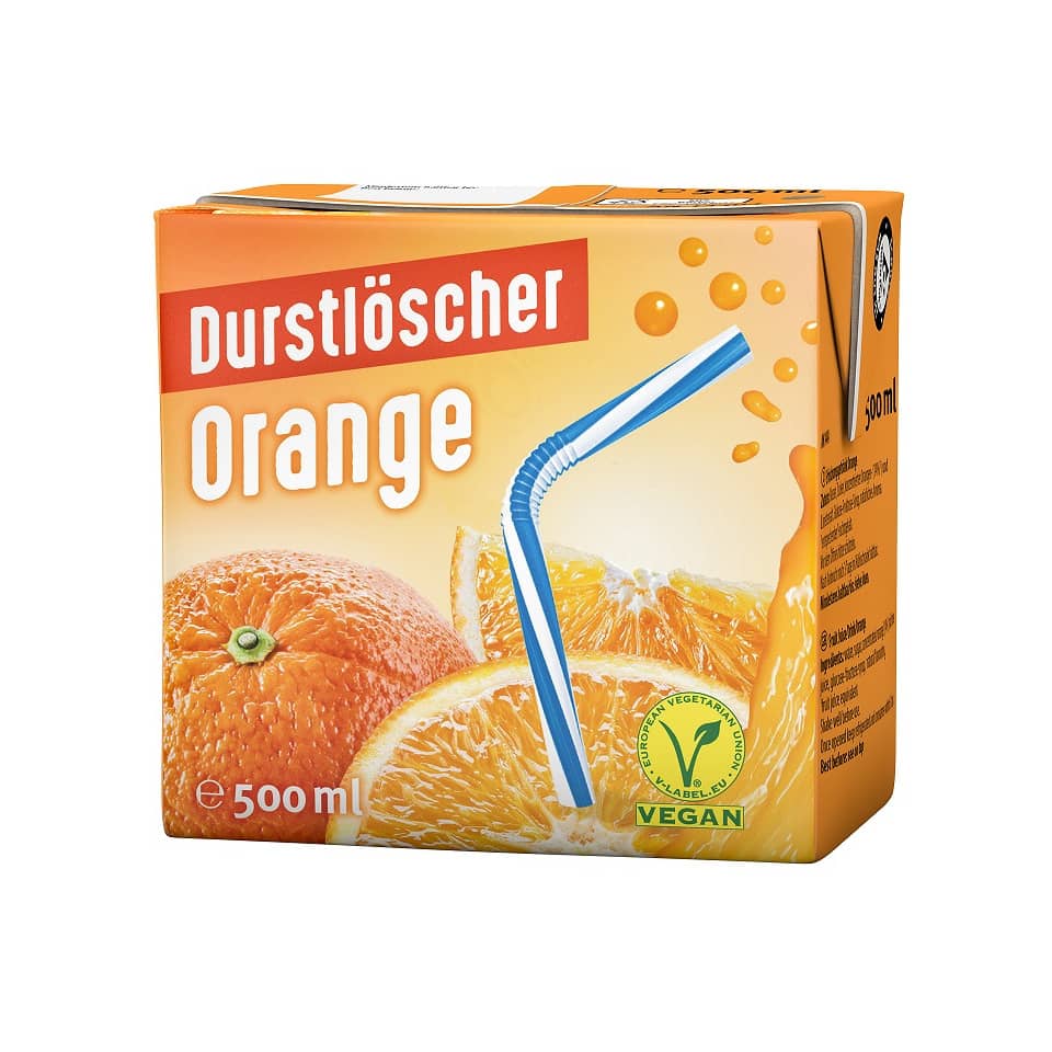 Orangensaft, Säftebox, 500 ml, Strohhalm, vegan