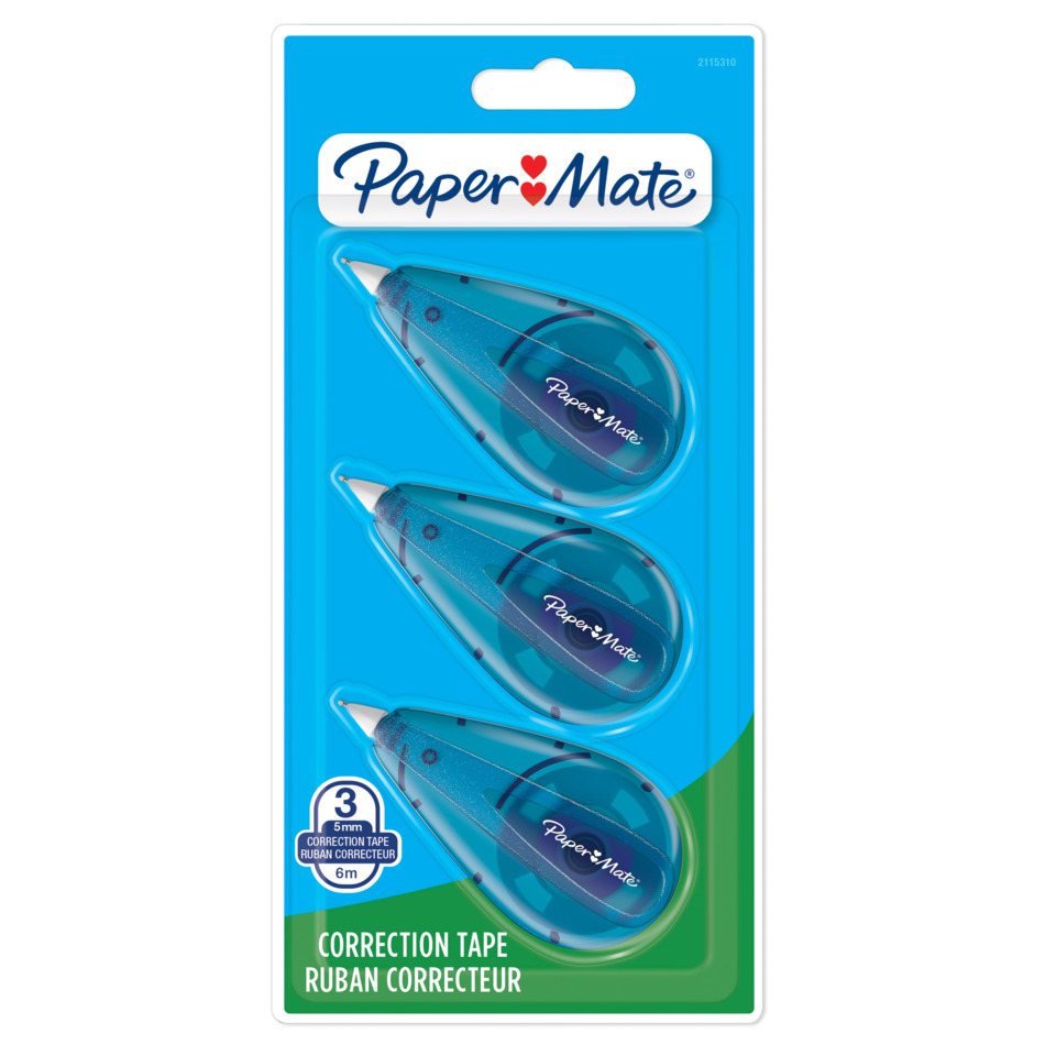 Korrekturband, Tape Trio, blaue Spender, Spender-Trio, Paper Mate