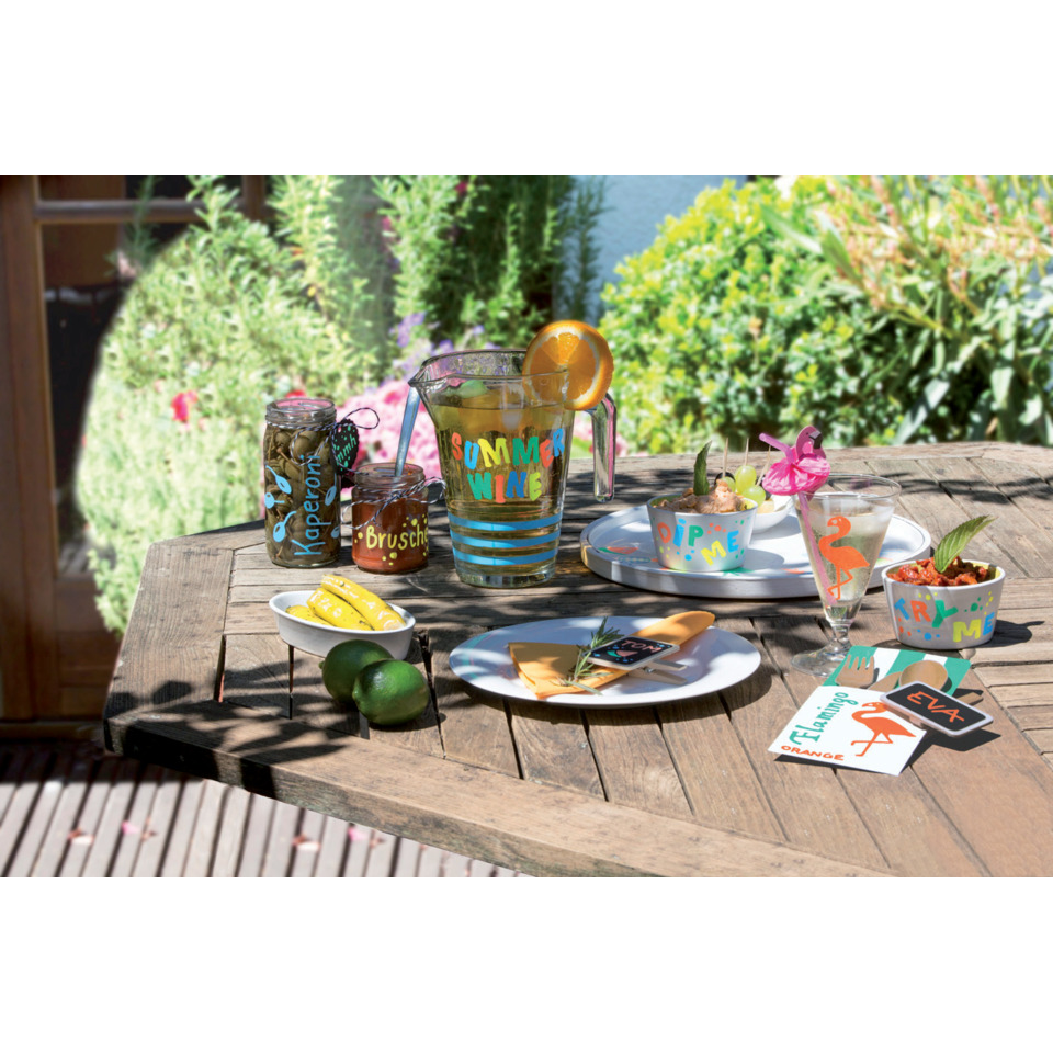 Sommerdeko, GlasPitcher, Zitronenscheibe, Marmeladenglas, Tischset