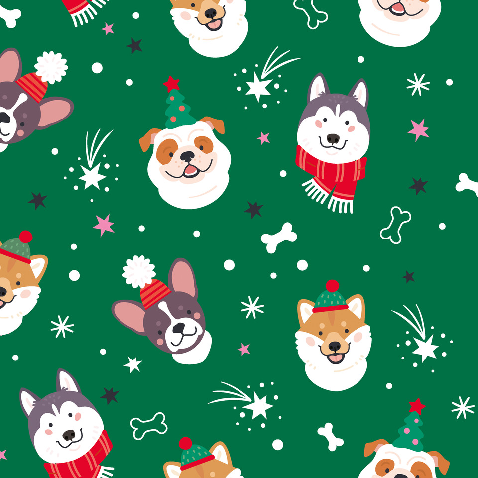 Hund, Hunde Weihnachten, Muster Winter, Winterdesign, niedlich