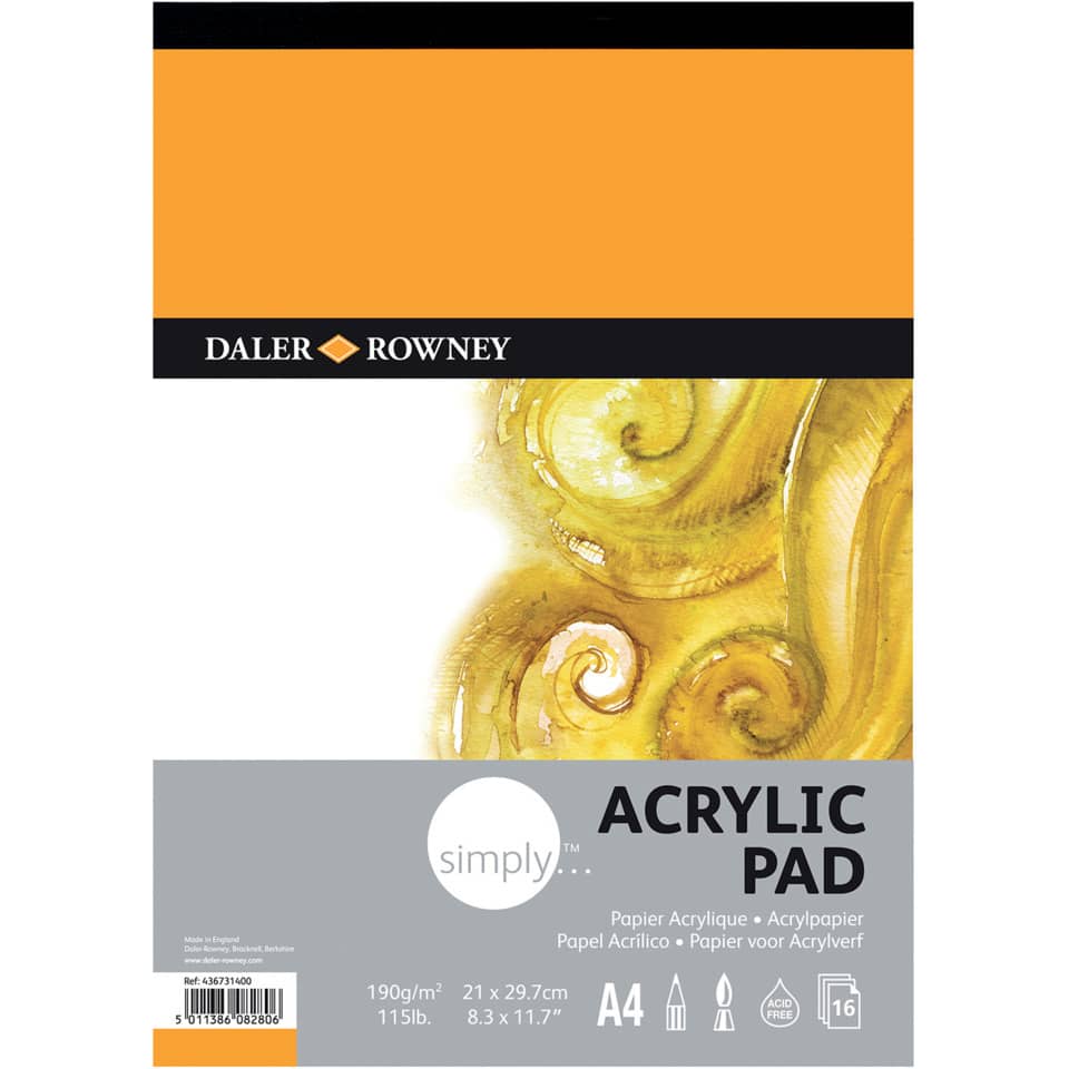 acrylic pad, art paper, A4, yellow swirls, textured art