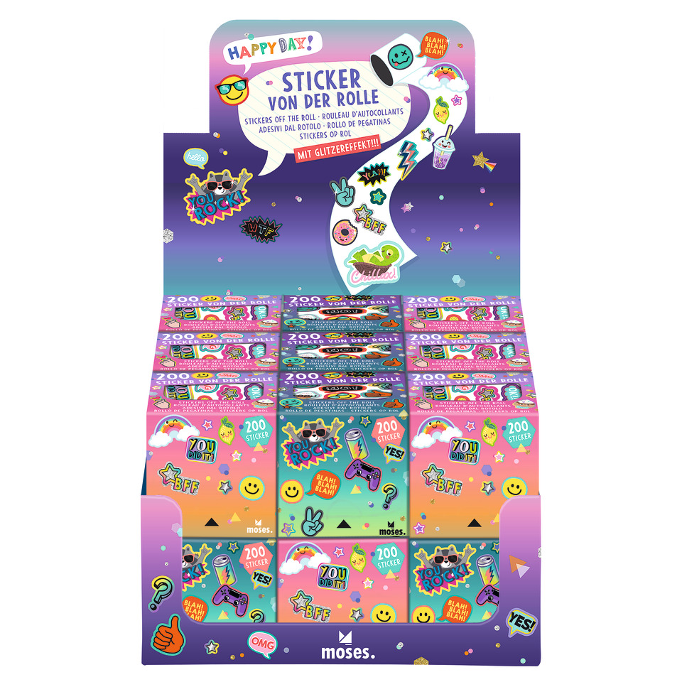 Sticker, Stickers, Rollende, 200 Stück, Moses