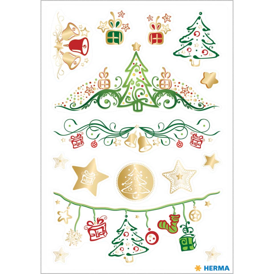 weihnachtsdekoration, aufkleber, tannenbaum, kerzen, stern