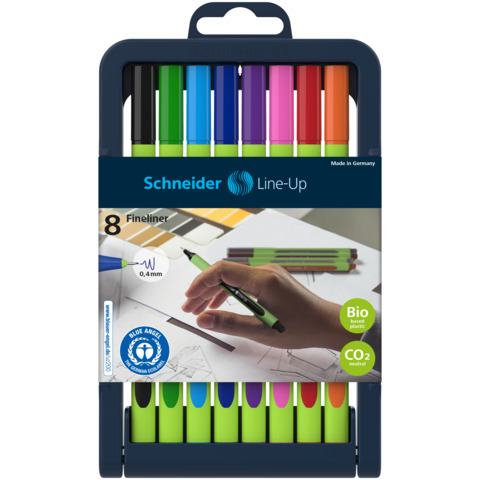 Fineliner Line-Up, 0,4 mm, 8er Stiftebox sortiert SCHNEIDER 191098