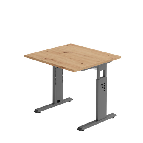Schreibtisch C-Fuß - 80 x 65-85 x 80 cm, höhenverstellbar, asteiche/graphit HAMMERBACHER MONT.VOS08/R/G