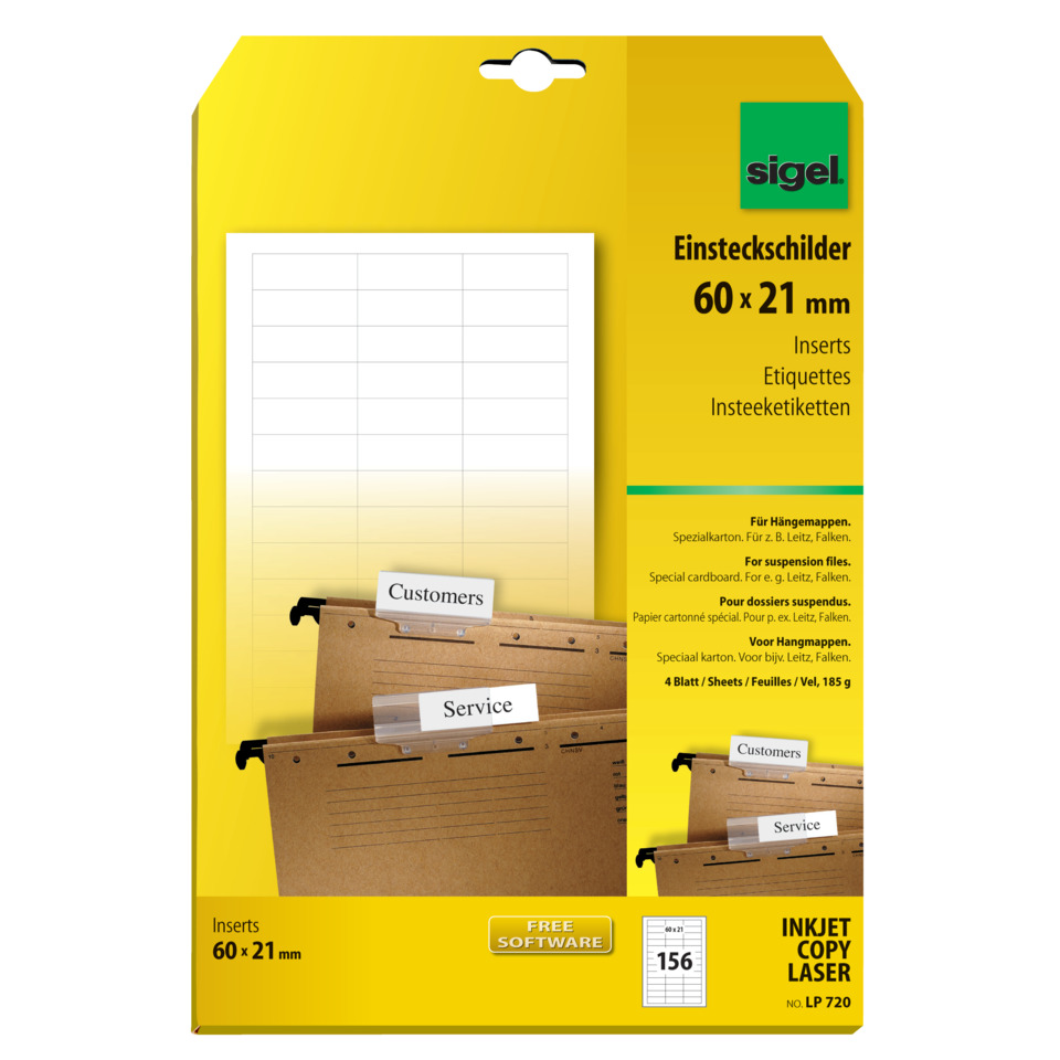 Aufkleber, Etiketten, Karten, Inkjet, Laser, Klebepostkarten, Etiketten, Größe 60x21 mm, Kartenhüllen, Bindeset