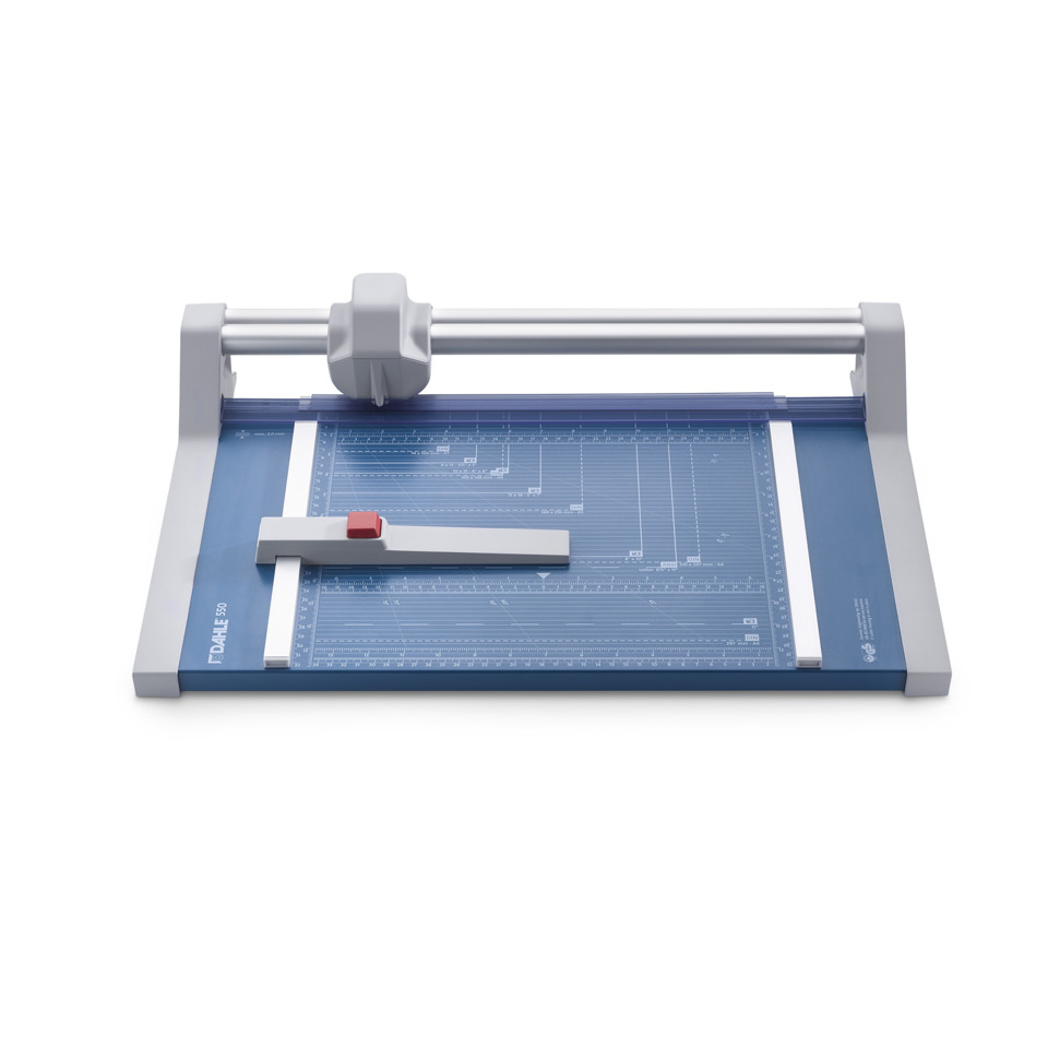 Schneidemaschine, Papierschneidegerät, Schneidevorrichtung, Blauer Schnittbereich, Rutschrille