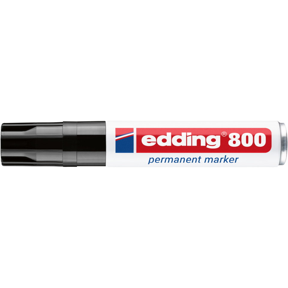 Permanentmarker, Marker, Weiße Hülsen, Schwarze Kappe, Edding 800