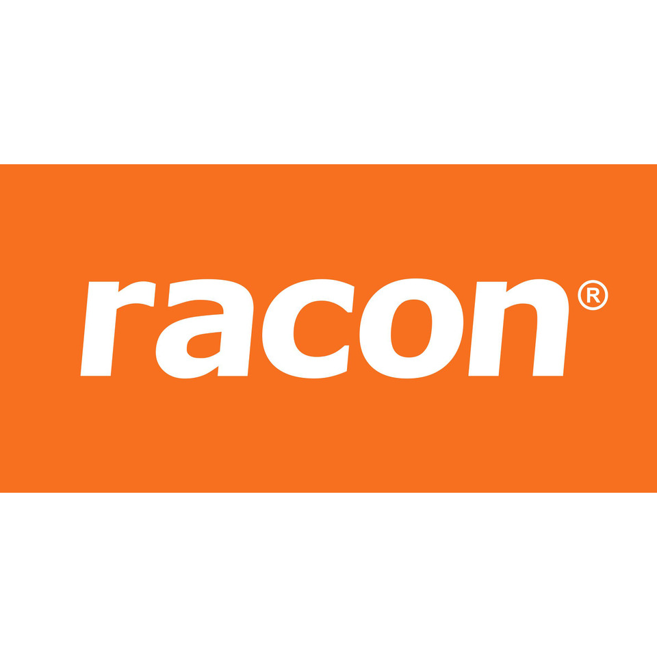 logo, orange, weiß, text, racon