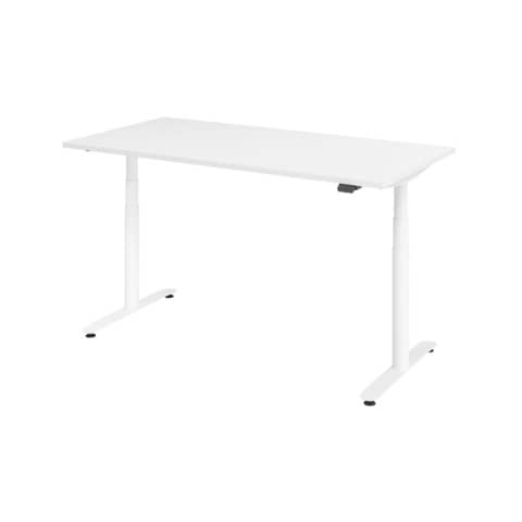 Schreibtisch T-Fuß - 160 x 63-127 x 80cm, elektrisch höhenverstellbar, weiß/silber HAMMERBACHER MONT.VXDLR16/