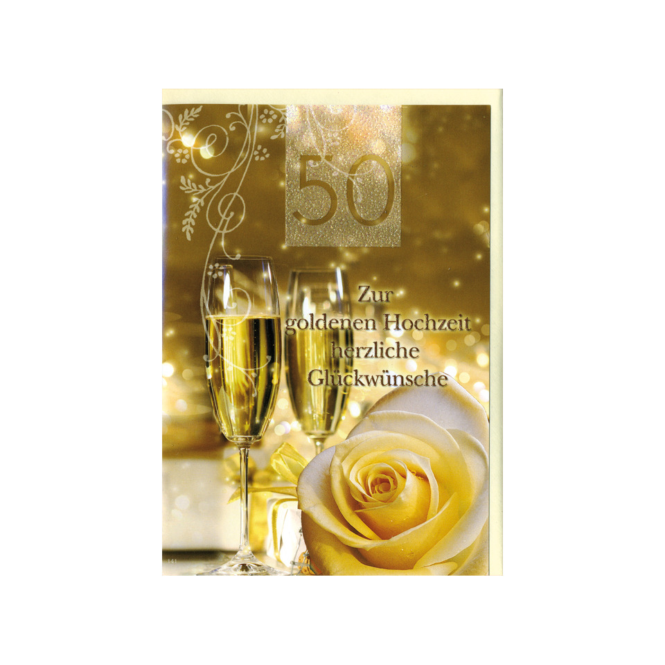 Sektglas, Champagner, Blume, Gold, 50 Jahre