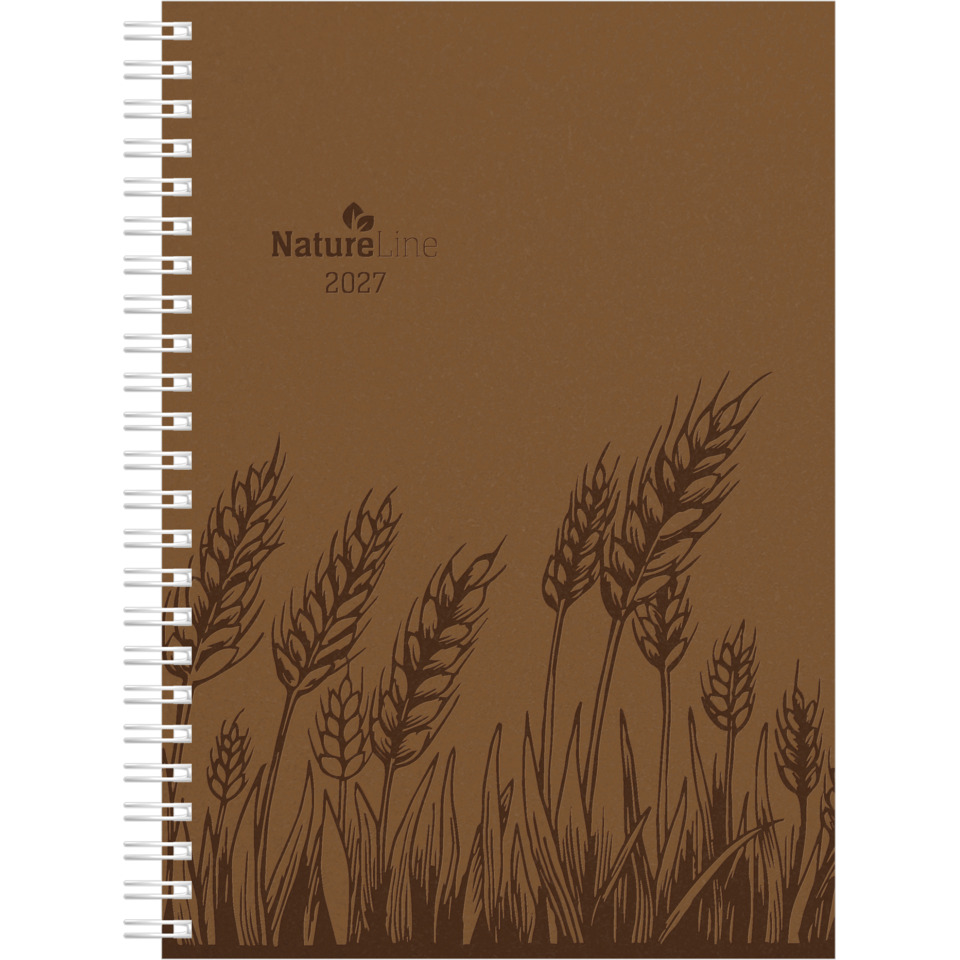 notebook, spiral-bound, weizenmuster, brauner Einband, NatureLine 2027