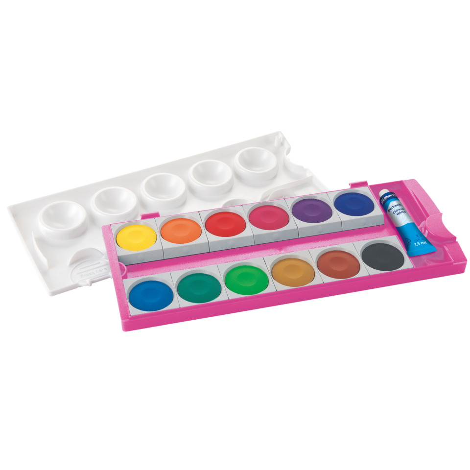 Aquarell-Set, Wassertöpfchen, Aquarellfarben, Malfarben, Künstlerbedarf