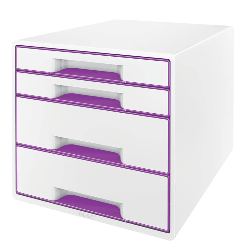 Schubladenbox, Mini-Schubladenschrank, Weiß, Lila Akzente, Aufbewahrung