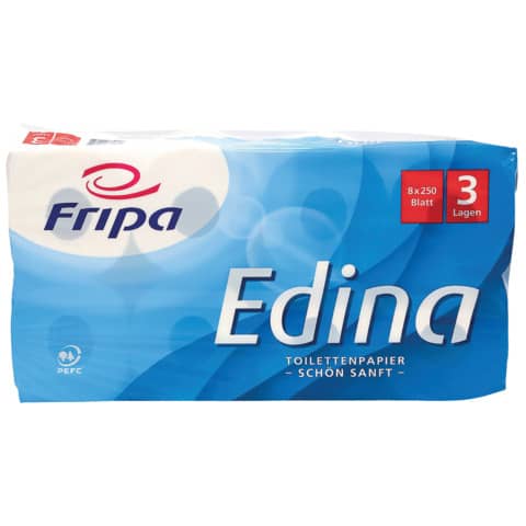 Toilettenpapier 3-lagig 8RL weiß   Edina FRIPA 1010810