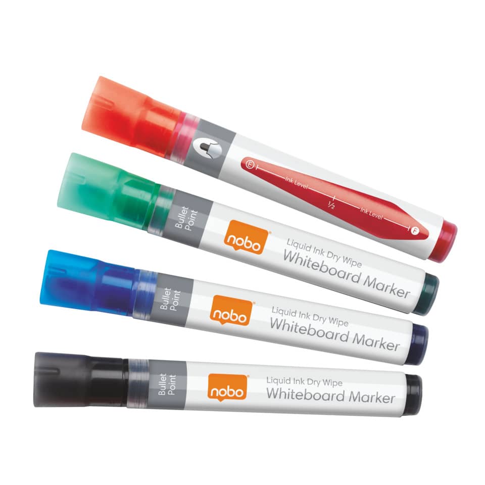 Whiteboard Marker, Liquid Ink, Bullet Point, Assorted Colors, Nobo