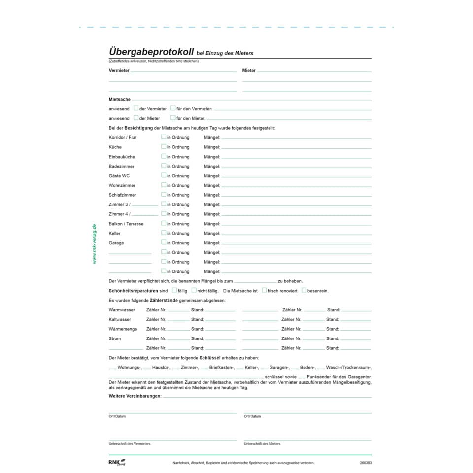 formular, Übergabeprotokoll, Mietvertrag, Zählerstände, Wohnungsgrundriss