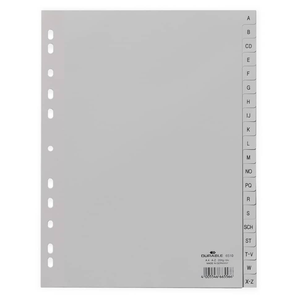 transparent plastic, Binder sheet, dauerhafte 6510, Rillendurchzug, Index Tabs, A bis Z Etiketten